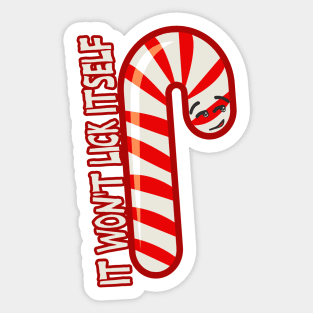 It won't lick itself candycane Sticker